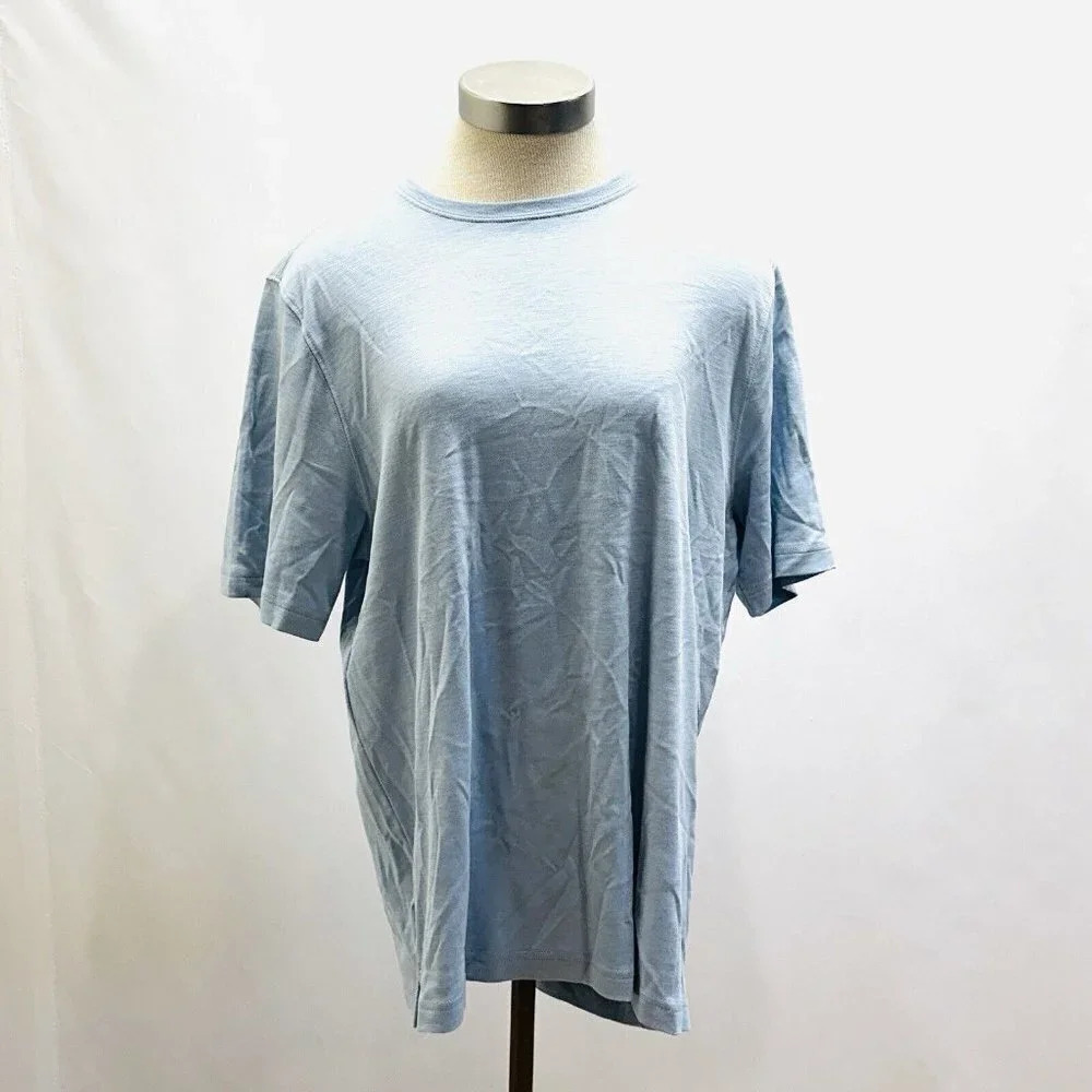 NWT KIRKLAND Men Short Sleeve Crew Neck Blue Classic Cotton Tee Shirt Sz Medium